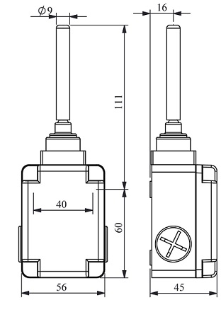 Габаритные размеры выключателя L1K13ROP10